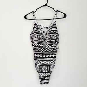 NWT Black and White - Tribal One Piece Swimsuit - Large
